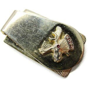 L.O.O.M. Moose Flip Up Gold Tone Money Clip Stainless Steel Wallet CC Cash